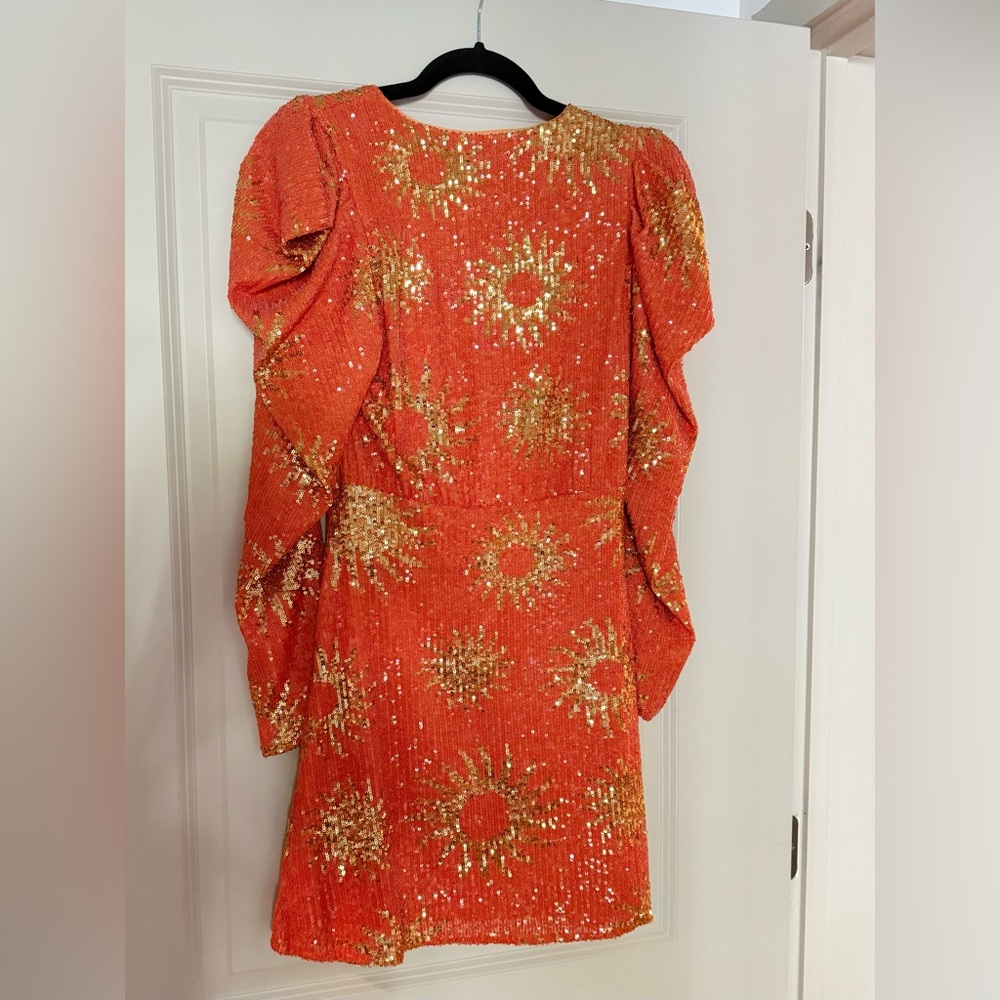 Farm Rio Sunny Mood Orange Sequin Mini Dress - Picture 5 of 6